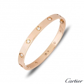 Cartier Rose Gold Full Diamond Love Bracelet Size 18 B6040618 Cartier Rose Gold Full Diamond Love Bracelet Size 18 B6040618
